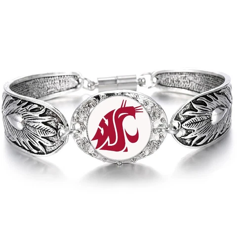 Washington State Cougars WSU Womens Sterling Silver Bracelet Football Gift D3WBG Cover