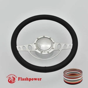 Kit Volante Billet Aluminio 9 Agujeros 14" con Botón Bocina y Adaptador - Imagen 1 de 10
