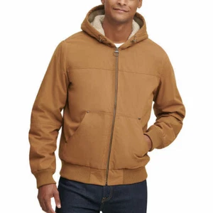 GH Bass & Co. Mens Heavy Canvas Hoody Bomber Sherpa Lined (Tan, XL) NWOT - Picture 1 of 2