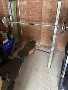 York Fitness weight bench and Bar With Weights - Picture 1 of 7