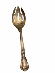 Chantilly Gorham 1950 Pierced Serving Table Spoon 8 3/8" Sterling Silver Monogr - Picture 1 of 7