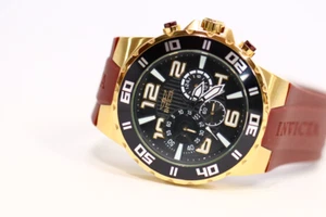 Invicta 27531 Men's Pro Diver Black Dial Brown Strap Chrono Watch - Need battery - Picture 1 of 9
