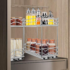 2 Tier Slide Out Cabinet Basket Organizer Drawer Rack for Cabinet Pantry Kitchen