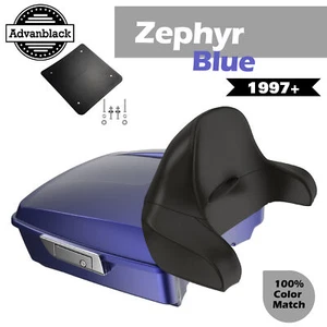 Rushmore Chopped Tour Pack Wrap Around ZEPHYR BLUE For Harley/Softail 97+ - Picture 1 of 12
