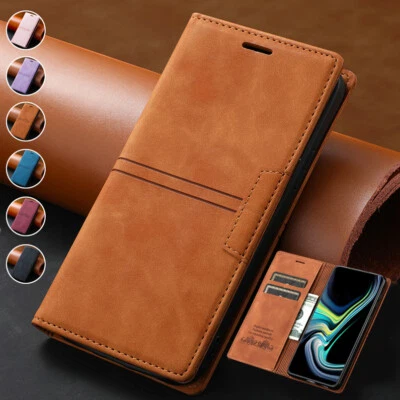 Magnetic Wallet Case Leather Flip Cover for Samsung Galaxy S10e/S9+/S8+/S7 Edge - Image 1 of 4