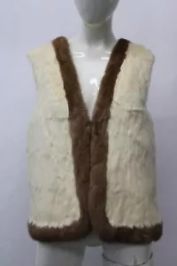 NEUWERTIG ELFENBEIN KANINCHEN & PASTELL NERZFELLWESTE DAMEN GRÖSSE 2-4 ZIERLICH - Bild 1 von 4