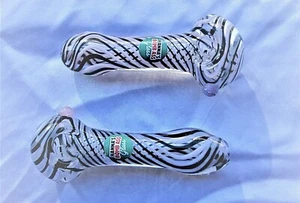 Hanna's Bomb Ass Glas 4" Neon Pink & Schwarz Wirbel Glas Löffel Pfeife - US-Verkäufer - Bild 1 von 2