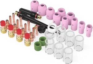 49pcs TIG Welding Torch Stubby Gas Lens #10 Pyrex Glass Cup Kit For WP-17/18/26 - Picture 1 of 6