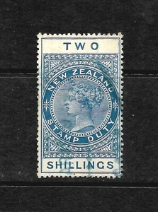 1882 New Zealand Stamp Duty, QV 2 Shilling, Postal Fiscals, SG F98, FU - Bild 1 von 2