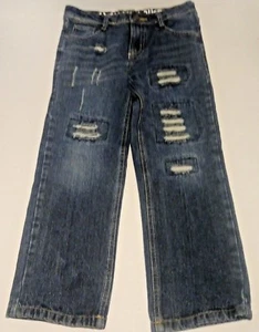 Akademiks Blue Jeans Denim Distressed 100% Cotton 5 Pockets Design Boys Size 7 - Picture 1 of 5