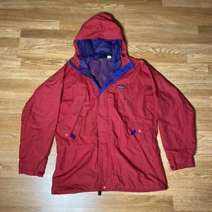 Patagonia Parka Storm Full Zip Hooded Jacket Mens Small Waterproof Red Retro Y2K - Picture 1 of 6