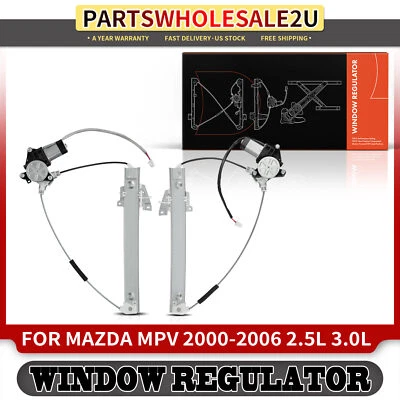 2x Reguladores de ventana trasera izquierda y derecha con motor de 2 pines para Mazda MPV 2000-2006 Foto 1 de 4