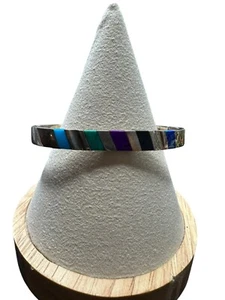 Bracciale Taxco in argento 925 con pietre preziose intarsiate - Foto 1 di 6