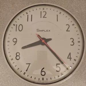 Vintage 13” Simplex 507-049 Schoolhouse Recorder Wall Clock - Picture 1 of 9