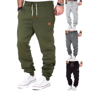 Men's Sweatpants - Drawstring Joggers with Patch - Casual Fit - Multi-Pocket - Picture 1 of 9
