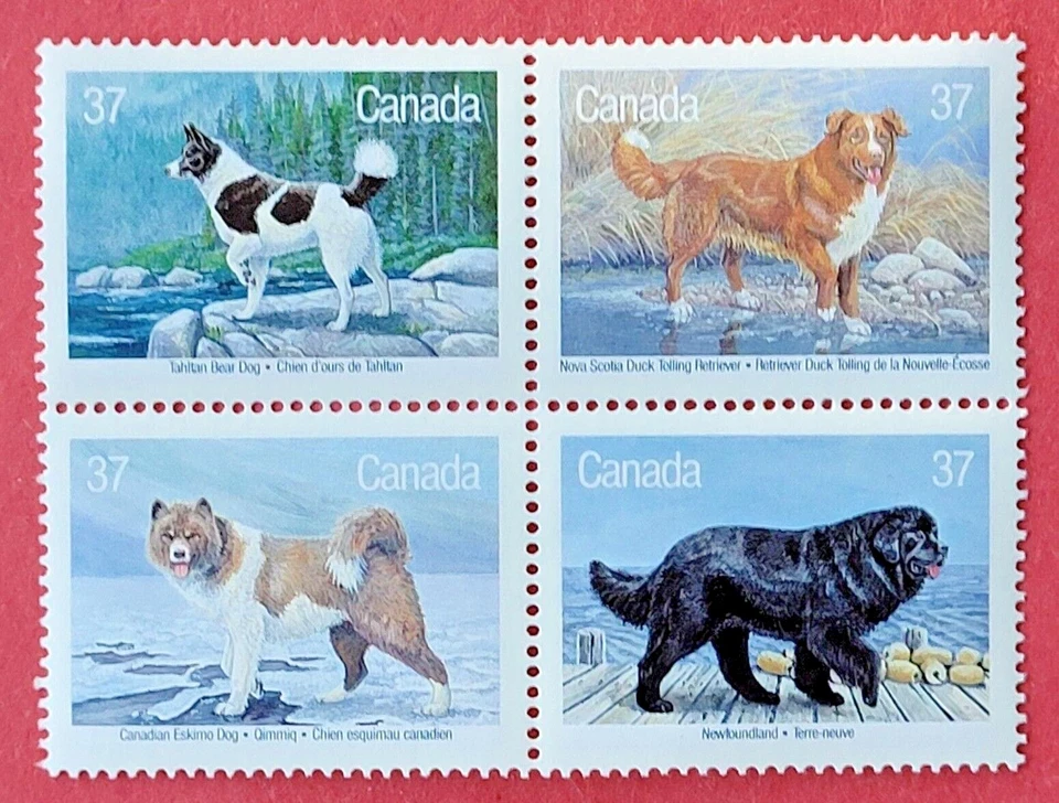 Canada Stamp #1220a (1217-1220) "Dogs of Canada" se-tenant BLK4 MNH 1988 - Image 1 of 1