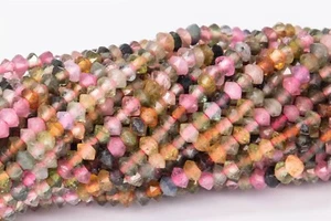 Cuentas sueltas rondelle facetadas AAA de turmalina natural genuina de 2x1,5 mm 15" - Imagen 1 de 3