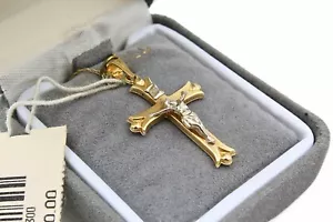 Superb Vintage 14K White Yellow Gold Cross Regious Pendant Necklace - Picture 1 of 11