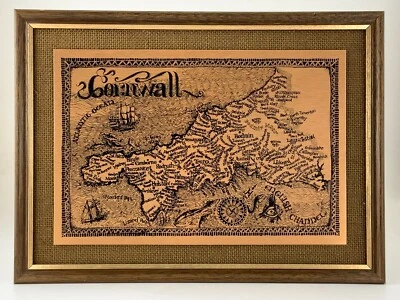 Cornwall Atlantic Ocean English Channel Brass Map Framed Coppercraft BB203 - Image 1 of 4