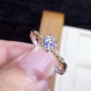 18K Gold Plated Adjustable CZ Cubic Zirconia Engagement Ring for Women Gifts - Picture 1 of 4