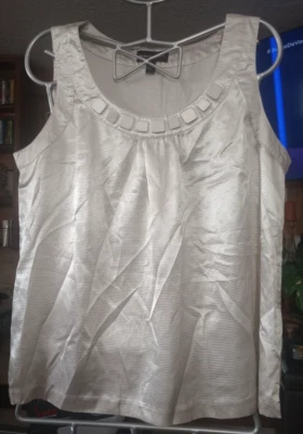 CAMISA BEIGE SIN MANGAS FIRMA MUJER DANA BUCHMAN~ TALLA XL Foto 1 de 4