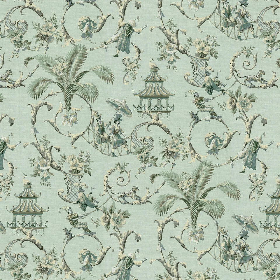 Waverly MANDARIN PROSE MOONSTONE 100% Cotton Novelty Toile Print Fabric - Image 1 of 1