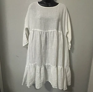Vestido Mansur Gavriel Mujer Pequeño Beige En Niveles 100% Lino De Gran Tamaño Ligero - Imagen 1 de 11