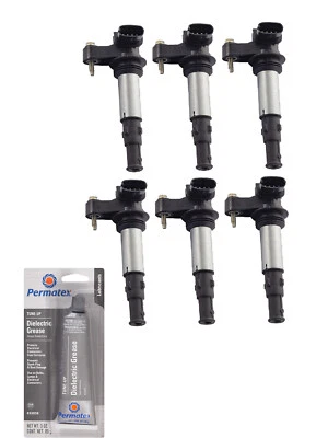 Set of 6 Ignition Coil & Tune Up Grease For 2004-2009 Cadillac CTS 3.6L V6 UF375 - Image 1 of 2