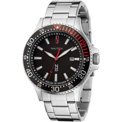 Solar Mens Wristwatch NAUTICA COCOA BEACH NAPCBF205 Steel Black Sub 100mt - image 1 of 3