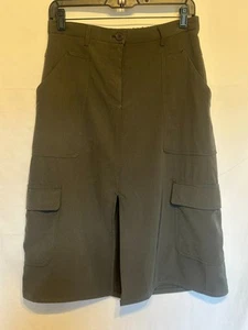 Schön! Max Studio ~ Cargo Midi grün 6 Taschen Frontschlitz 5 Gürtelschlaufen Rock ~ Gr. M - Bild 1 von 8