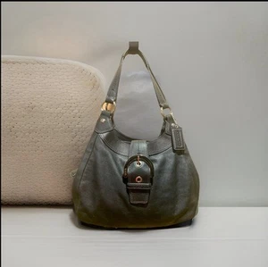 Coach Soho Lynn Black Leather Hobo Style Shoulder Bag Buckle Purse F17219 - Picture 1 of 11