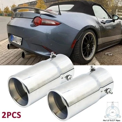 2xExhaust Tip Rear Tail Throat Muffler Stainless Steel For Mazda MX-5 MX5 Miata - Image 1 of 4