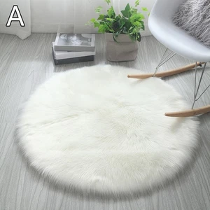 1PC Soft Hairy Warm Carpet High Quality Fluffy Rugs Round Shape Solid Color - Picture 1 of 1