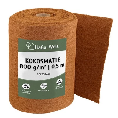 Kokosmatte HaGa® einseitig mit Naturlatex besprüht 800g/m² 0,5m Br. (Meterware)
