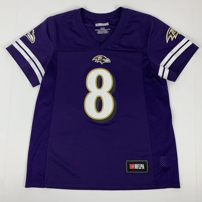 Футболка Baltimore Ravens No8 Lamar Jackson командная одежда НФЛ женская маленькая [повреждена] - Изображение 1 из 4