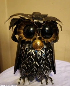 Vintage Enesco Imports Inc. Brutalist MCM Metal Owl Sculpture Made in Hong Kong - Picture 1 of 6