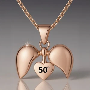 Collar 50 Cumpleaños - Plata de Ley 925 Elegantemente Chapado en Oro Rosa - 50 - Imagen 1 de 6