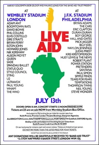 Poster concerto LIVE AID LED ZEPPELIN McCARTNEY DYLAN CLAPTON QUEEN WHO U2 BOWIE - Foto 1 di 1