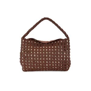 Neu mit Etikett Vince Camuto Schultertasche braun Leder geflochten Boho Makremé oberer Griff  - Bild 1 von 8