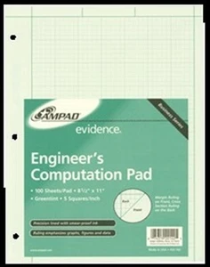 Ampad Engineers Computation Pad Green 8.5x11" 22-142 Pack Of 100 Sheets - Picture 1 of 2