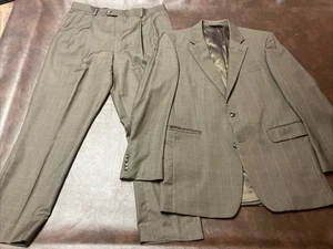 Jos. A Bank 2 Pc Wool Suit. Brown/Green Plaid Design. 42L Jacket. 36x33 Pants. - Picture 1 of 18