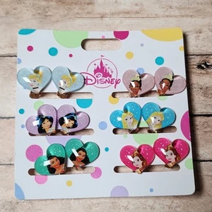Disney Parks Princess Clip-on Earrings Set of 6 for Kids Belle Jasmine Moana - Picture 1 of 2