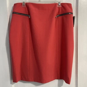 New With Tags Nine West Modern Escape Coral Straight Skirt Size 14 Stretch - Picture 1 of 13