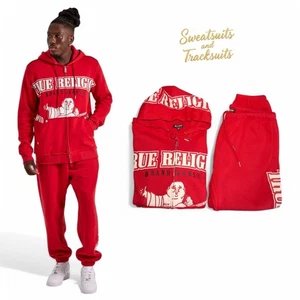 True Religion Mens 2 PC Sweatsuit Size L Matching Fleece Tracksuit Outfit NWT - Picture 1 of 12