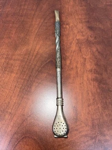 Bombilla Yerba Mate Vintage Paglia Alpaca MF Argento con Punta Oro 18k 7,75” - Foto 1 di 10