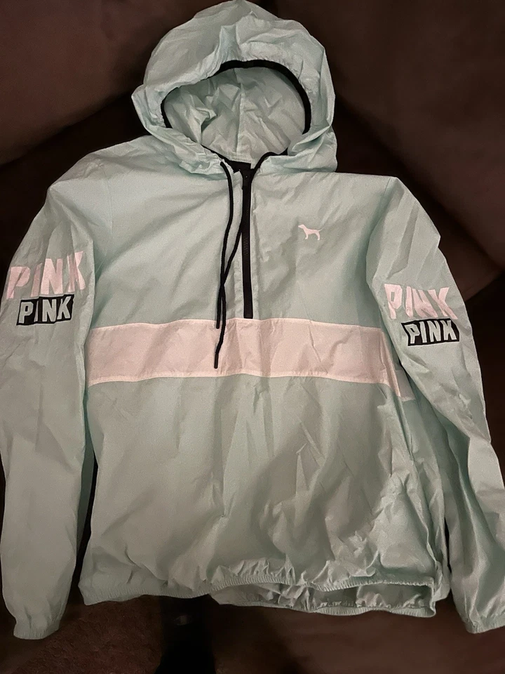 Victoria's Secret vs Rosa 1/4 Cremallera Pullover Rompevientos Chubasquero Sudadera con Capucha Talla XS Foto 1 de 1