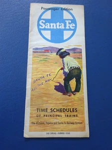 1958 Santa Fe Passenger Time Schedules, Native American Cover - Bild 1 von 5