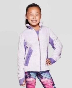 Girls C9 Champion Fuzzy Fleece Full Zip Jacket Sz L 10/12 Purple Pockets Plush - Picture 1 of 10