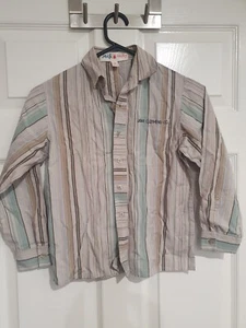 JACK &MILLY Boys long sleeve shirt Size 8 Beige variegated stripe EUC - Picture 1 of 1