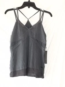 Zobha Women’s Yoga Tank Double Strap Gray Mesh OverLay Sheer Extension Sz XS New - Picture 1 of 9